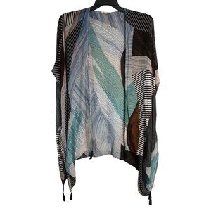 Moss Rose Geometric Print Lightweight Kimono Wrap Scarf O/S